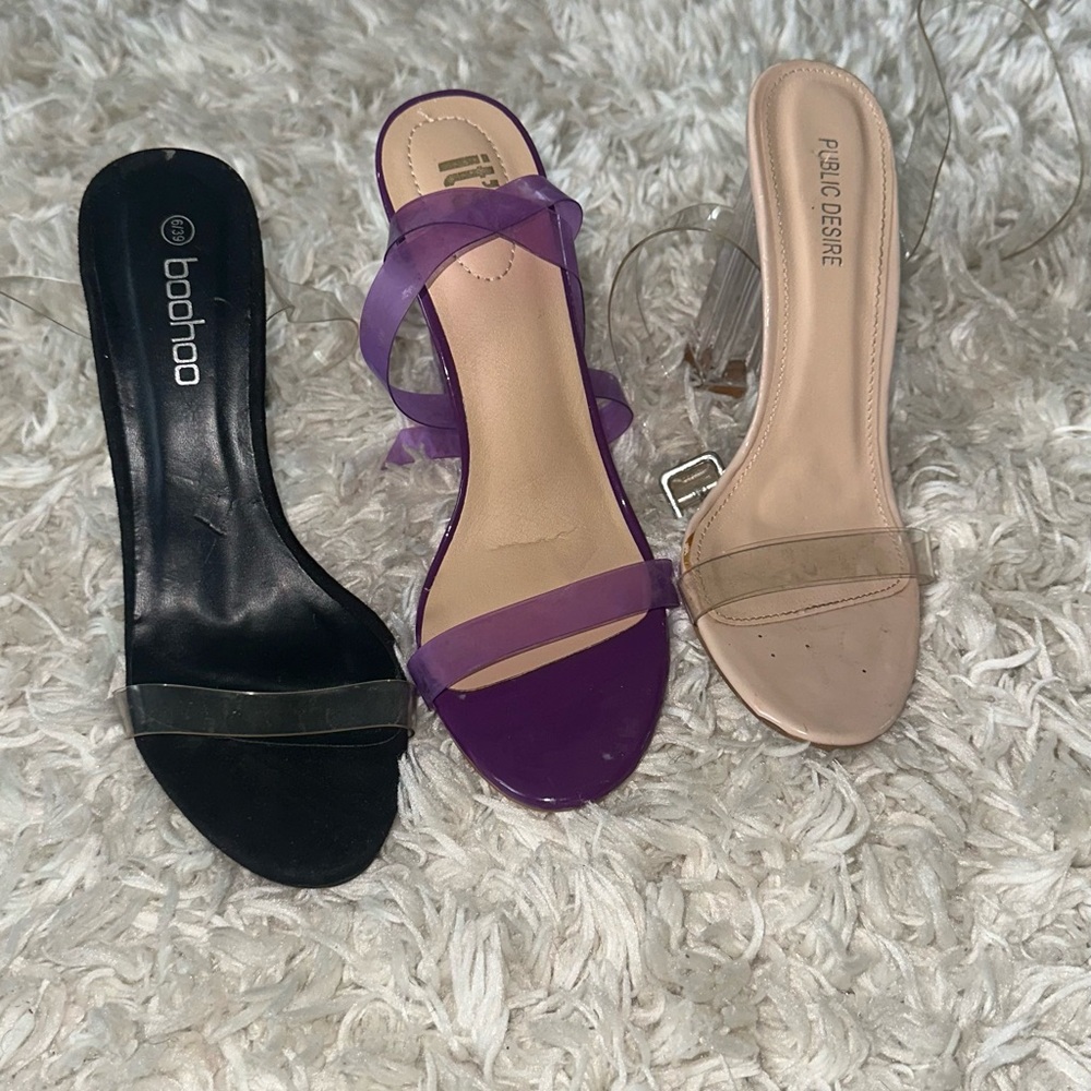 Boohoo Black and Purple Heels Elegant Design